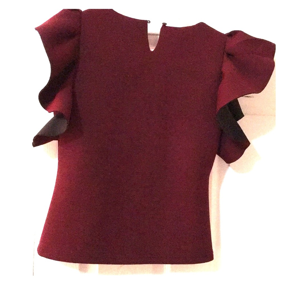 Burgundy wing sleeve top